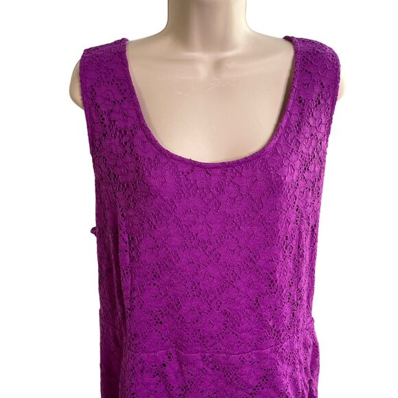 Lane Bryant Purple Lace Sleeveless Dress Size 28 Scoop Neck Keyhole Back u - Picture 2 of 7